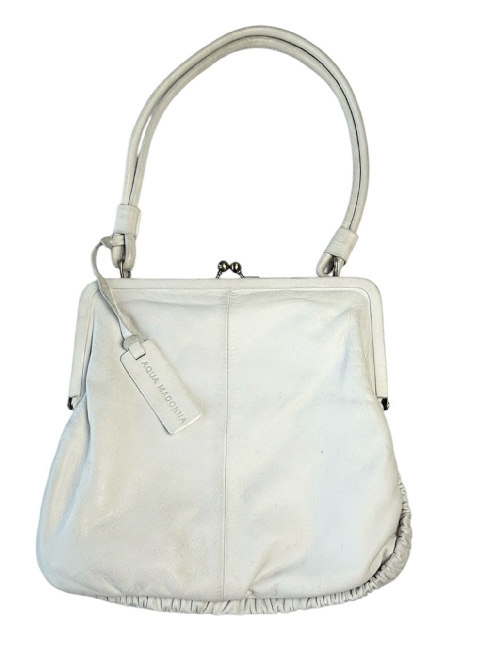 Darling Aqua Madonna Leather Ruffle Kiss Lock Granny Frame Bag